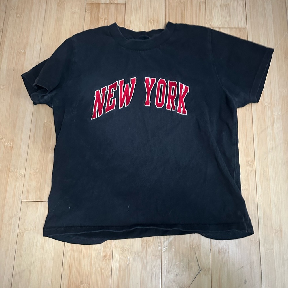 Brandy Melville Black Crop Top with Red Print
